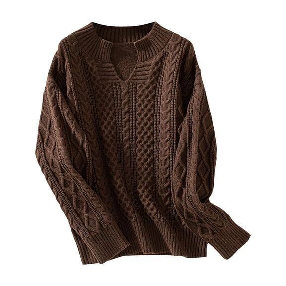 Quinlirra Sweaters for Women Clearance Women's Casual Round Neck Long Sleeve Sweater Knitted Stripe Loose Blouse Tops