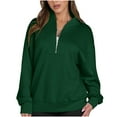 thumbnail image 1 of Quinlirra Sweatshirt for Women Zip up Womens Solid Color Hoodless Sweatshirts Long Sleeves Tops Blouses V-neck, 1 of 4