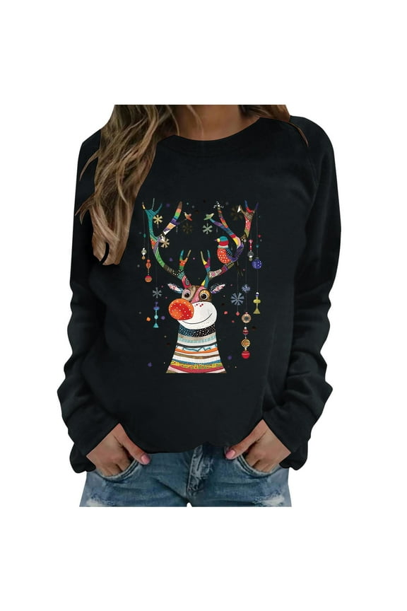 Sweatshirts for Women Gap Women Christmas Fashion Camouflage Printed Round Neck Shoulder Long Sleeved Sweatshirt Tops