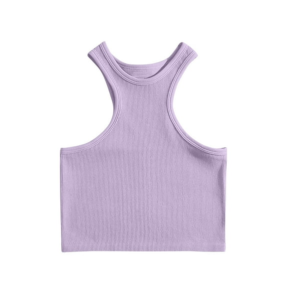 Quinlirra Tank Top For Women Racerback Women's Round-Neck Tight Sleeveless Solid Color Camisoles Sports Yoga Elastic Tank Tops