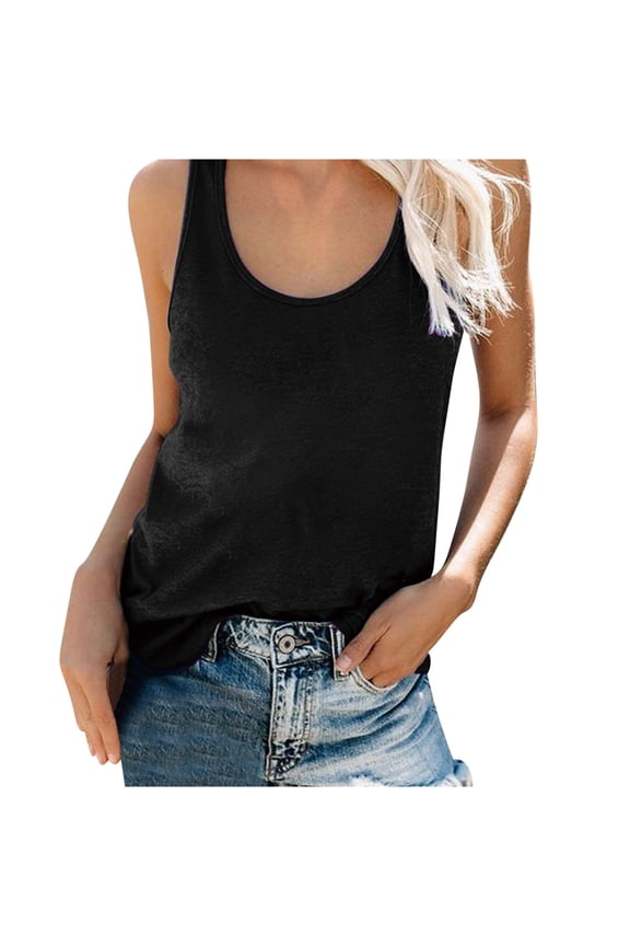 Tank Top for Women 2025 Summer Women Printing Round Neck Sleeveless Casual Tee Tops H-shaped Back Tank