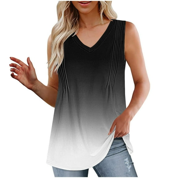 Quinlirra Tank Tops For Women 2024 Fashion Women's Spring/Summer Solid Color Casual V-neck Sleeveless Top Tank Top