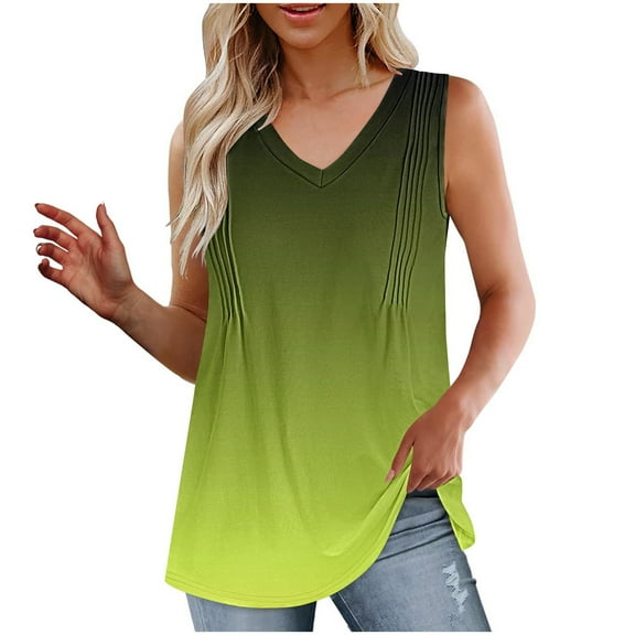 Quinlirra Tank Tops For Women 2025 Fashion Women's Spring/Summer Solid Color Casual V-neck Sleeveless Top Tank Top