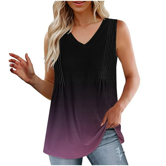 Quinlirra Tank Tops For Women 2024 Fashion Women's Spring/Summer Solid Color Casual V-neck Sleeveless Top Tank Top