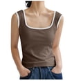 thumbnail image 1 of Quinlirra Tank Tops for Women Loose fit Women's 2024 Summer Casual And Comfortable Solid Color Ribbed Tops Sleeveless Cropped Tops, 1 of 5