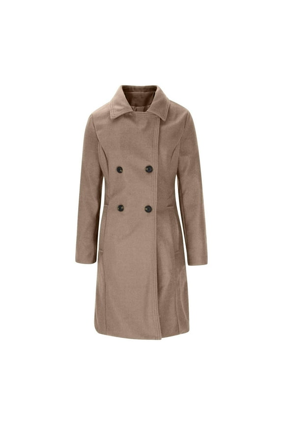 Trench Coat for Women 2024 Fashion Women Solid Pocket Long Sleeved Turndown Collar Hoodless Casual Jacket Coat Blouse Hoodless Outwear