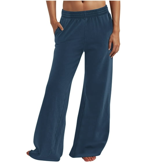Quinlirra Wide Leg Sweatpants Women Cotton Women's Casual Pants Fitness Pants Solid Color Plus Size Running Fitness Wide-leg Pants Sports Pants