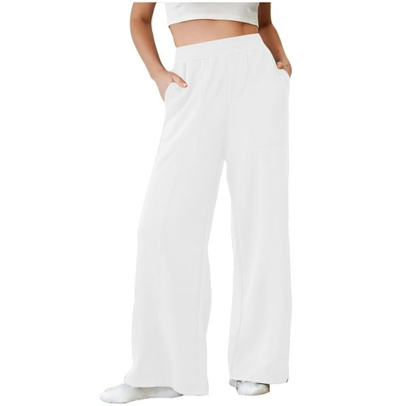 Quinlirra Wide Leg Sweatpants Women Plus Women's Solid Color Sports Loose Casual Wide Leg Leggings