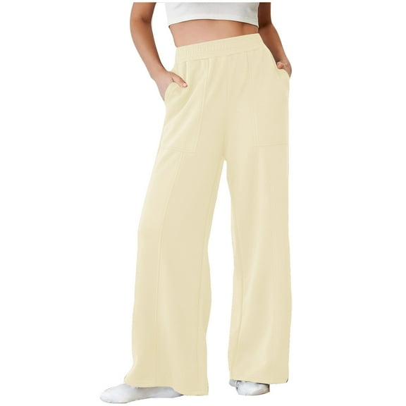 Quinlirra Wide Leg Sweatpants Women Plus Women's Solid Color Sports Loose Casual Wide Leg Leggings