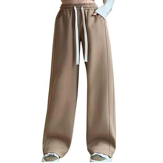 Quinlirra Wide Leg Sweatpants Women Womens Vertical Straight Leg Curved Knife Sports Loose And Comfortable Casual Sweatpants