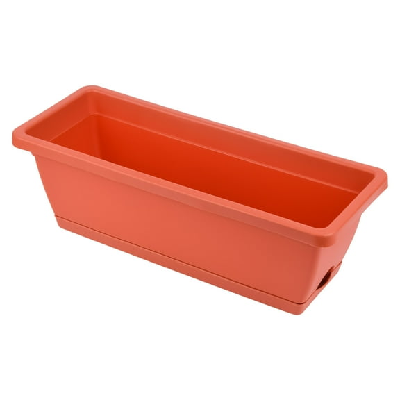 Quinlirra Window Box Planter, Rectangular Window Planter Box with Trays, Indoor Outdoor Flower Pots, for Windowsill, Patio, Porch, Garden Balcony-Red&14.17*7.48*5.91inch