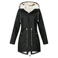 thumbnail image 1 of Quinlirra Winter Jackets for Women with Hood European And American Velvet Outdoor Hiking Suit Hooded Jacket Long Sleeved Hooded Casual Jacket/jacket S Black, 1 of 5