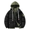 thumbnail image 1 of Quinlirra Winter Jackets for Men Clearance Men's Stitching Drawstring Hooded Slim Fashion Jacket Coat Outwear, 1 of 5