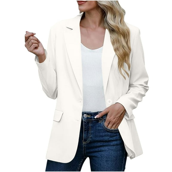 Quinlirra Women Blazers for Work Casual Womens Bussiness Casual Blazers Open Front Long Sleeve Work Office Blazer Jacket With Shoulder Pads Fall Fashion 2024