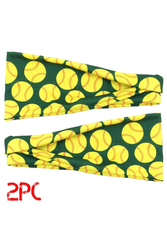 Women Fashion Ball Print Elastic Headband 2Pc Wrap Hair Bandana Headband Summer Fridays Travel Essentials