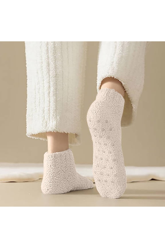 Women'S Solid Color Thickened Coral Velvet Socks Summer Fridays Travel Essentials