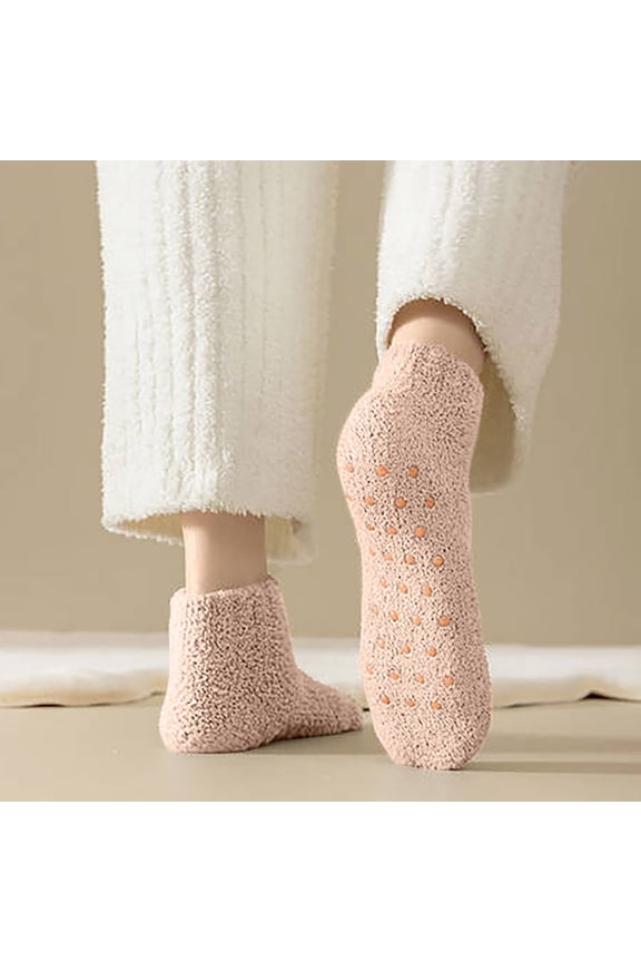 Women'S Solid Color Thickened Coral Velvet Socks Summer Fridays Travel Essentials