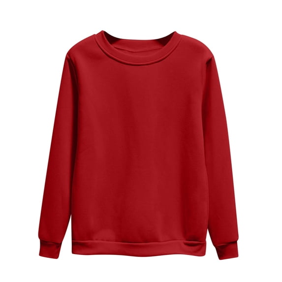 Quinlirra Women Sweatshirt Crewneck Women's Oversized Round Neck Sweatshirts Long Sleeve Turtleneck Sweatshirt Wine XL