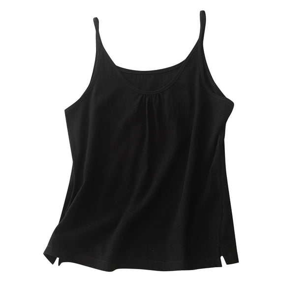 Quinlirra Women Tank Tops loose fit Women's Solid Color Short Top With Cotton And Linen Round Neck Suspender