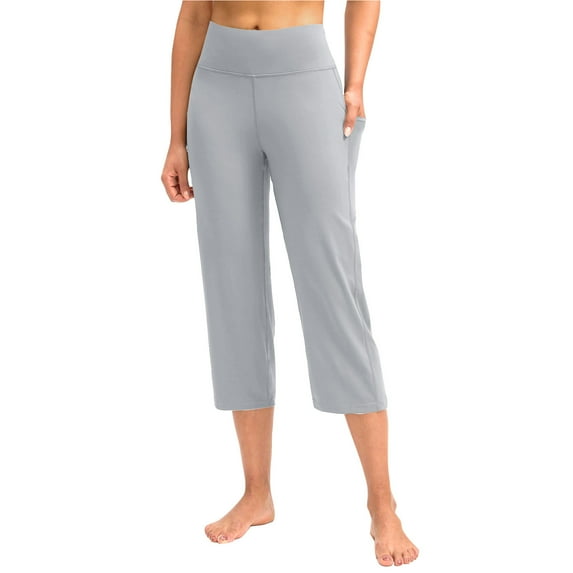 Quinlirra Women's Pants Summer Solid Elastic Waist Pocket Cropped Pants Casual Stretchy Stylish Pants For Spring Summer Women's Clothing
