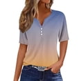 thumbnail image 1 of Quinlirra Women shirts summer Women's Casual Solid Color Medium Short Sleeve V-Neck Top, 1 of 5