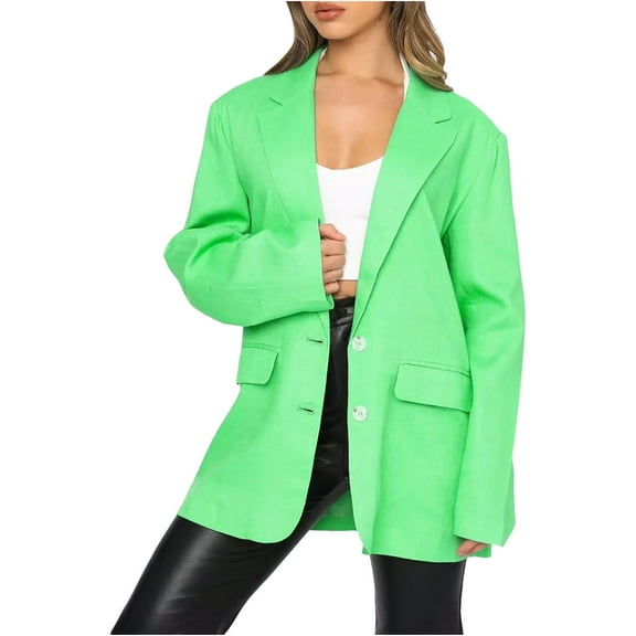 Quinlirra Womens Blazers for Work Womens Ladies Solid Turn Down Collar Jacket Long Sleeve Coat Outerwear