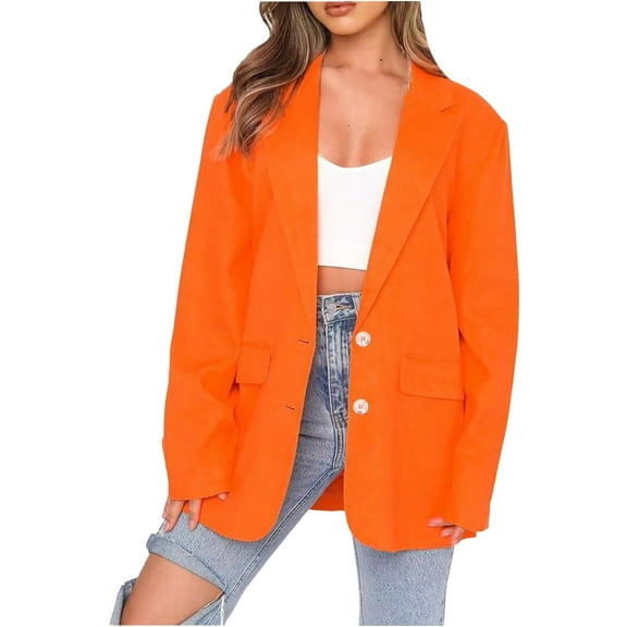 Quinlirra Womens Blazers for Work Womens Ladies Solid Turn Down Collar Jacket Long Sleeve Coat Outerwear