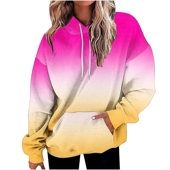Quinlirra Womens Hoodies Plus Size Women's Loose Fitting Long Sleeved Hoodie Sports Top