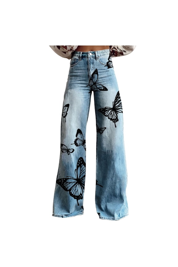 Womens Jeans Petite Women's New Fashionable And Casual Solid Color High Waistband Pocket Comfortable Straight Leg Wide Leg Mop Jeans