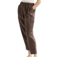 thumbnail image 1 of Quinlirra Womens Pants Clearance Under $10 Capris Women Summer Pants Casual Solid Color Elastic Waist Linen Pockets Pants, 1 of 4