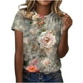 thumbnail image 1 of Quinlirra Womens Printed Tshirts under $10 Summer Plus Size Short Sleeve Relaxed Fit Tee Shirts Tops, 1 of 5