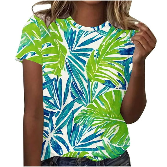 Quinlirra Womens Printed Tshirts under $10 Summer Plus Size Short Sleeve Relaxed Fit Tee Shirts Tops