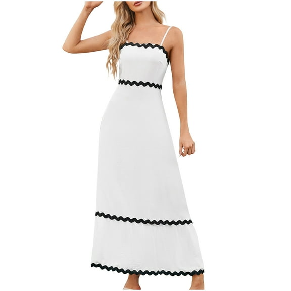 Quinlirra Womens Summer dresses Women's Summer Casual Loose Sleevless Crew Neck Dress