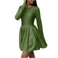thumbnail image 1 of Quinlirra Womens Sweater Dress Women's Round Neck Waist Cinched Knitted Sweater Dress Green M, 1 of 4