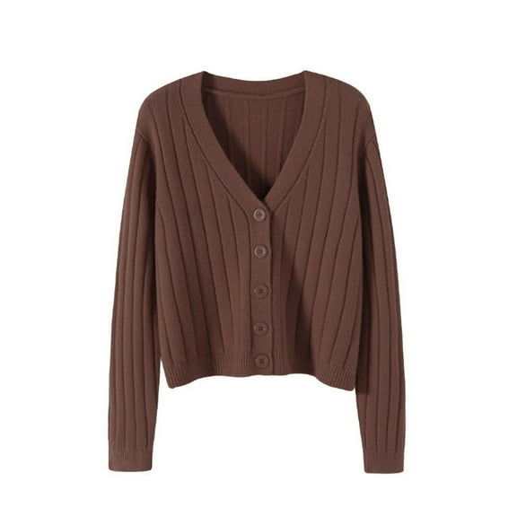 Rutainlusire Womens Sweaters Cardigan Women's Casual Loose Long Sleeve Top Colorblock V-Neck Knitted Sweater Cardigan Jacket