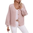 thumbnail image 1 of Quinlirra Womens Sweaters Cardigan Women's Casual Loose Long Sleeve Top Colorblock V-Neck Knitted Sweater Cardigan Jacket, 1 of 5