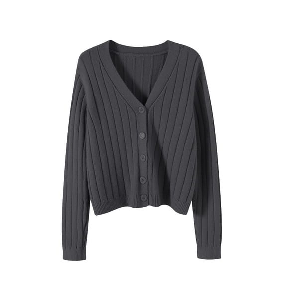 Rutainlusire Womens Sweaters Cardigan Women's Casual Loose Long Sleeve Top Colorblock V-Neck Knitted Sweater Cardigan Jacket