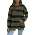 thumbnail image 1 of Rutainlusire Womens Sweaters Trendy Women's Casual Striped Color Blocked Pullover Sweater Thick Thread Knit Sweaterround Neck Sweater, 1 of 6