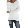 thumbnail image 1 of Quinlirra Womens Sweatshirts Trendy Women Fashion Loose Color Long Sleeves Sweater T-shirt Tops White XXXL, 1 of 4