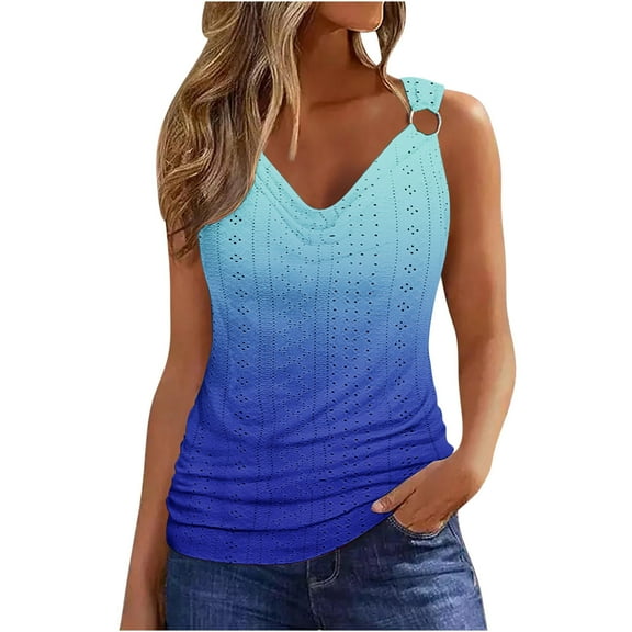Quinlirra Womens T-Shirt Loose Women's Casual Summer Printed V-Neck Sleeveless Tanks Top