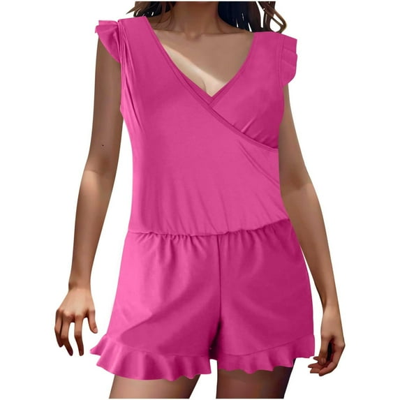 Quinlirra Womens Tops Clearance Under $10 Women's Solid Color Built-in Bra Shorts Flat Angle Wooden Ear Pockets Shorts Swimsuit