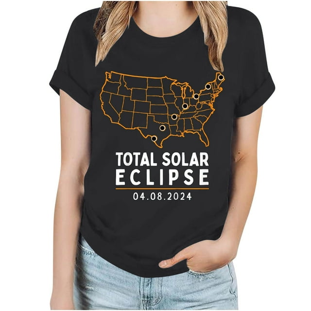 Quinlirra Womens Tops Clearance Under $5 Total Solar 2024 Printed T ...