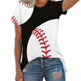 thumbnail image 1 of Quinlirra Womens Tops Clearance Under $5 Women's Baseball Printed Casual Round Neck Printed Short Sleeved T-shirt Top, 1 of 4