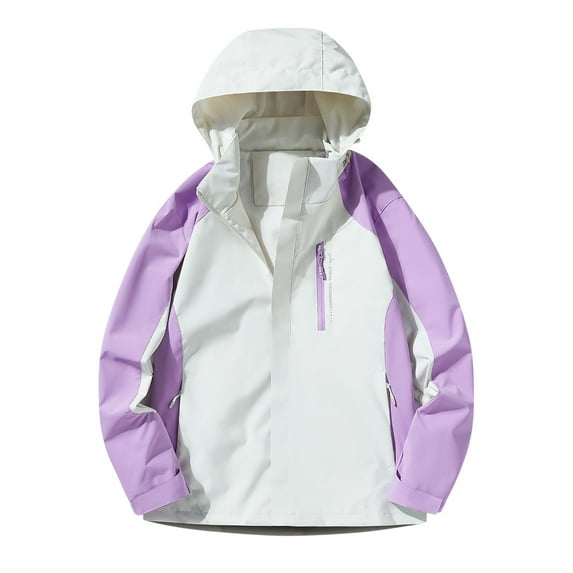 Quinlirra Womens Winter Coats Women's New Outdoor Tooling Loose Trend Hooded Color Matching Jacket Jacket