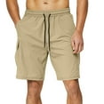 thumbnail image 1 of Quinlirra mens shorts cotton Men's Casual Solid Color Casual Drawstring Pockets Elastic Sports Shorts, 1 of 4