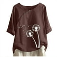 thumbnail image 1 of Quinlirra shirts for women 2025 Women's Cotton And Linen Printed T-shirt For Slimming And Casual Personality Printing Top For Women's Clothing, 1 of 5
