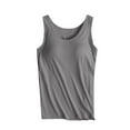 thumbnail image 1 of Quinlirra tank top for women with built in bra on sale under $5 Women's Solid Color Padded Camisole Without Rims And Cup Integrated Outer Wear Base Underwear, 1 of 6