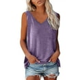 thumbnail image 1 of Quinlirra tank tops with built in bras clearance under $5 Women's Printed Sleeveless Casual V-Neck Tank Top, 1 of 5