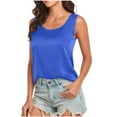 thumbnail image 1 of Quinlirra tank tops women pack under $5 Women's Solid Sexy Sleeveless Round Neck Camisoles Hollow Out Tube Pleated Tops Tank Blouses, 1 of 5