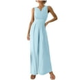 thumbnail image 1 of Quinlirra women's pants suit Womens Fashion Summer Solid Casual Sleeveless Suspender Long Jumpsuit, 1 of 5